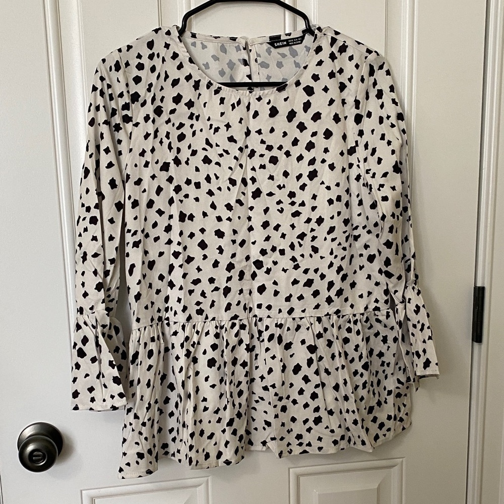 SHEIN Black and White Spotted Blouse
